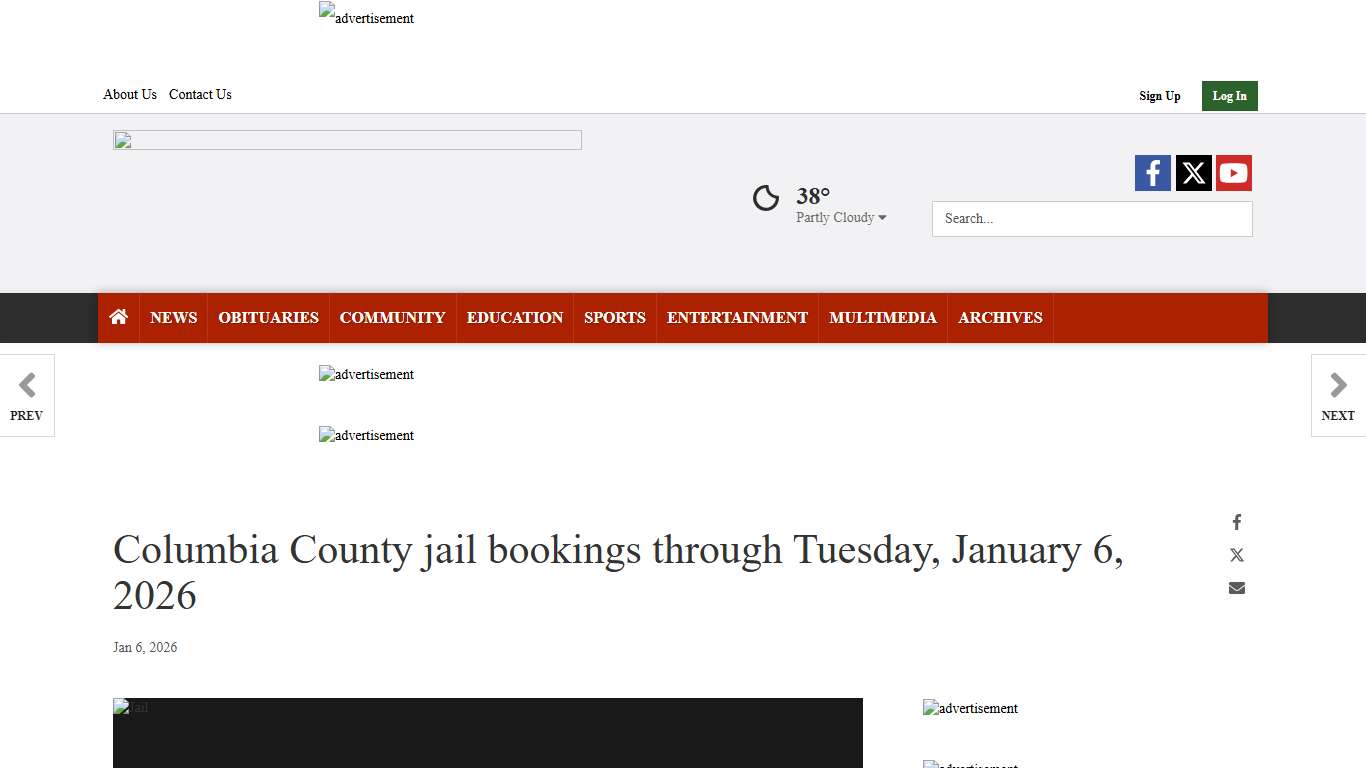 Columbia County jail bookings through Tuesday, January 6, 2026 | Public Records | magnoliareporter.com